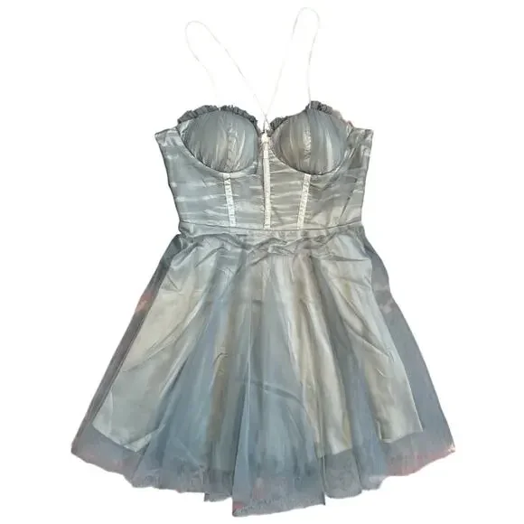 NWT Selfie Leslie Smitten Sweetheart Chiffon Sage Mini Dress Size XL Womens - Picture 3 of 9